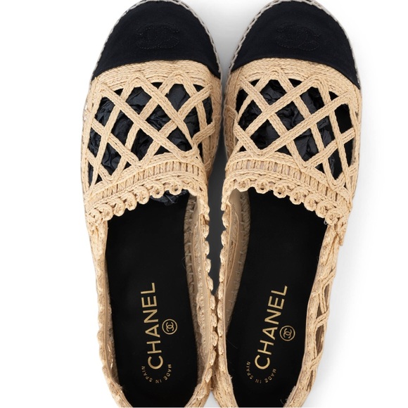 Chanel 2018 Greece Raffia Espadrilles Beige